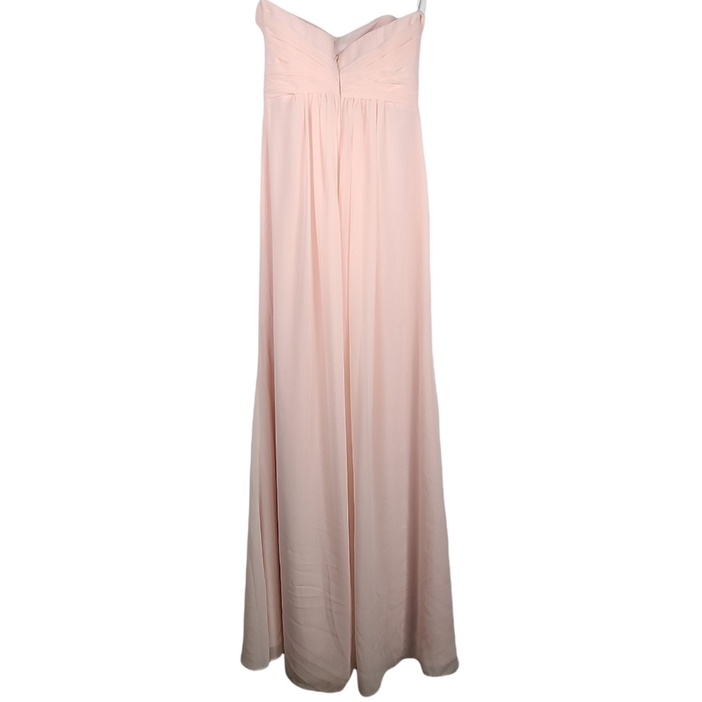 DAVID’S BRIDAL chiffon petal pink strapless maxi dress zip back Dz 2 - Picture 3 of 8